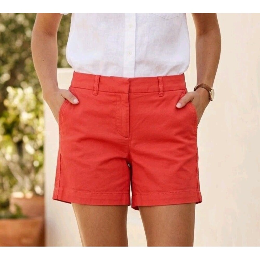 J.Crew Womens Chino Shorts Sz 0 Tomato Girl Red ReImagined Stretch Preppy Summer